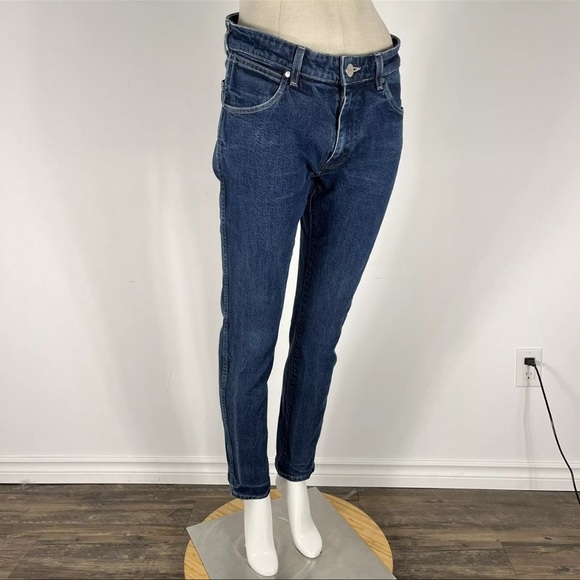 Wrangler Peter Max Retro Tapered Blue Denim Jeans Size 32x31 - Picture 2 of 13